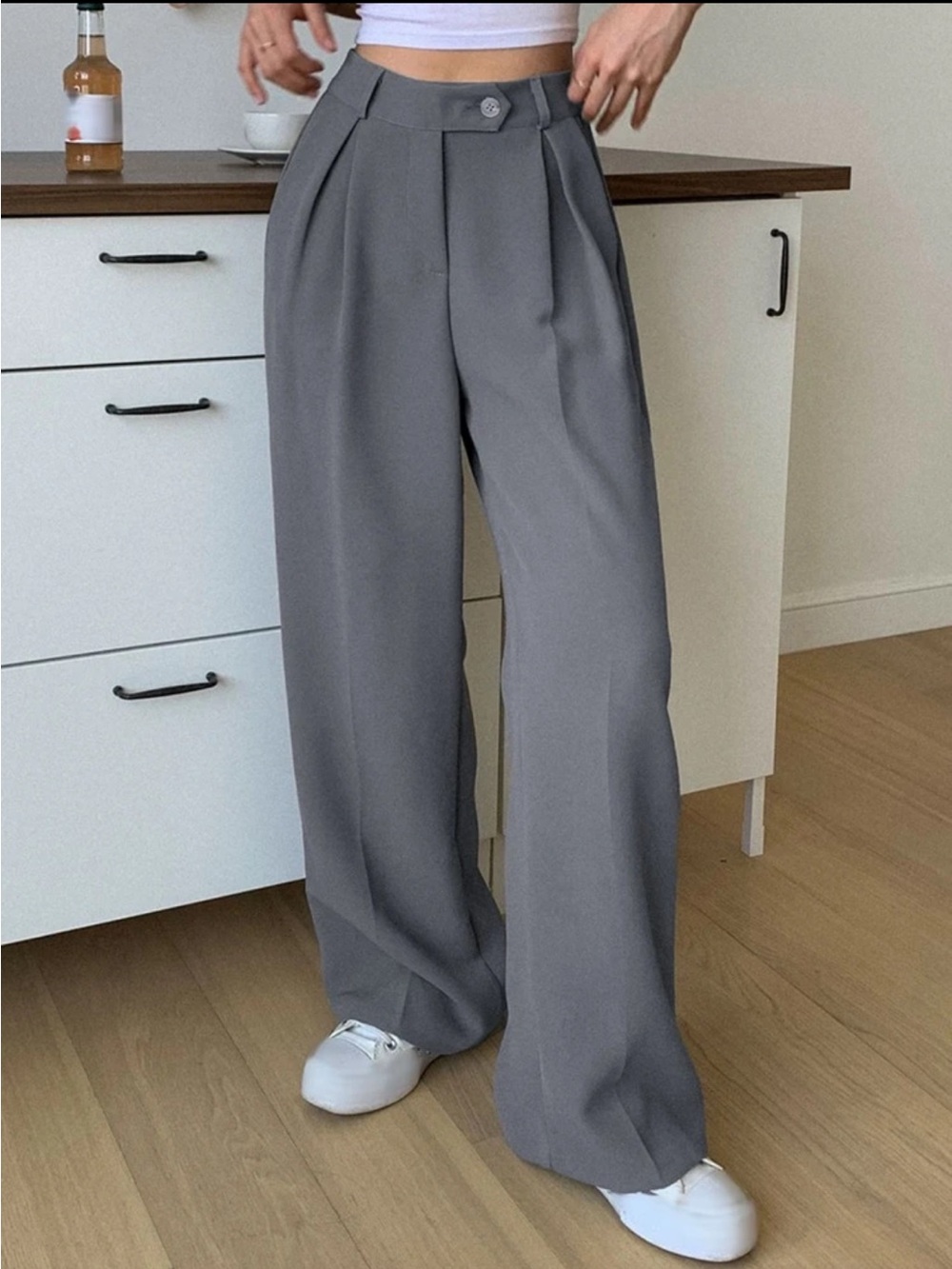 Grey Wide-Leg Men’s Dress Pants